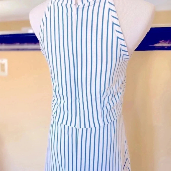 London Times Women's Tie Front Striped Halter Dress Size 8 - Picture 6 of 10
